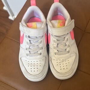 Nike Kids White and Neon Pink Sneakers